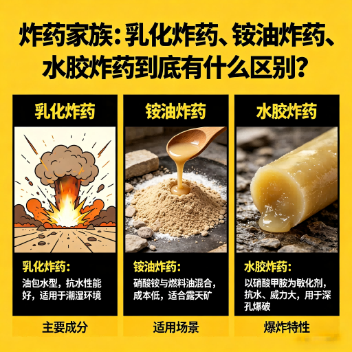 集美炸药家族：乳化炸药、铵油炸药、水胶炸药到底有什么区别？